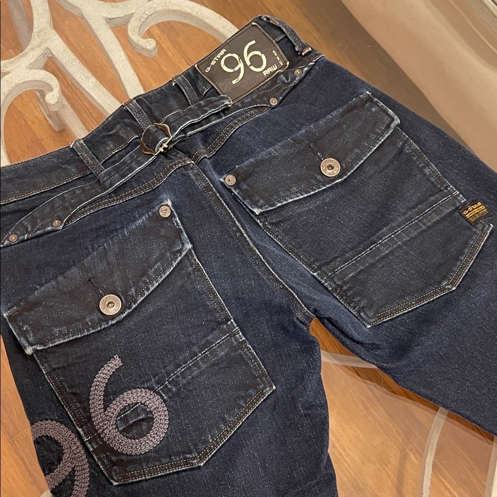 G Star 96 Raw Dark Blue low rise Denim Jeans with 96 Logo